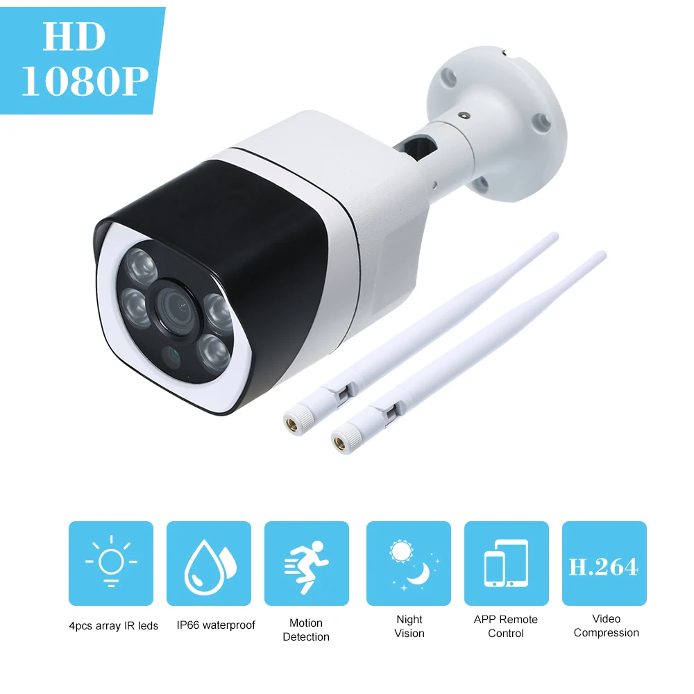 1080P HD 2.4/5Ghz Dual Band WIFI Camera Outdoor Wireless IP Camera 4pcs Array IR Leds Support Phone APP Control Night Vision
1080P HD 2.4/5Ghz Dual Band WIFI Camera Outdoor Wireless IP Camera 4pcs Array IR Leds Support Phone APP Control Night Vision