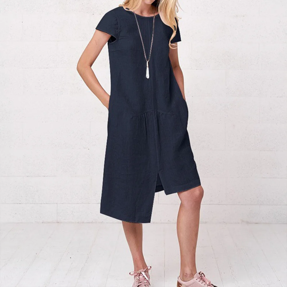Women Dress Plus Size Solid Short Sleeve Loose Dress Casual Summer Femme Fashion O-Neck Straight Knee-Length Dresses Vestido D30
Women Dress Plus Size Solid Short Sleeve Loose Dress Casual Summer Femme Fashion O-Neck Straight Knee-Length Dresses Vestido D30