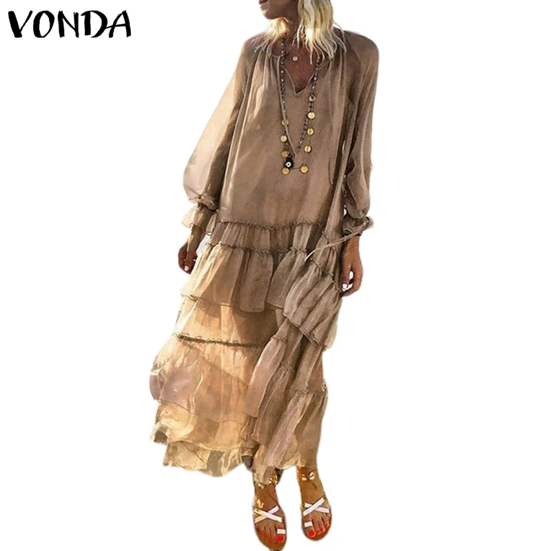 VONDA Summerr Beach Dress Bohemian 2019 Women Sexy Transparent V Neck Vestido Casual Loose Vintage Layered Dress Plus Size S-5XL
VONDA Summerr Beach Dress Bohemian 2019 Women Sexy Transparent V Neck Vestido Casual Loose Vintage Layered Dress Plus Size S-5XL