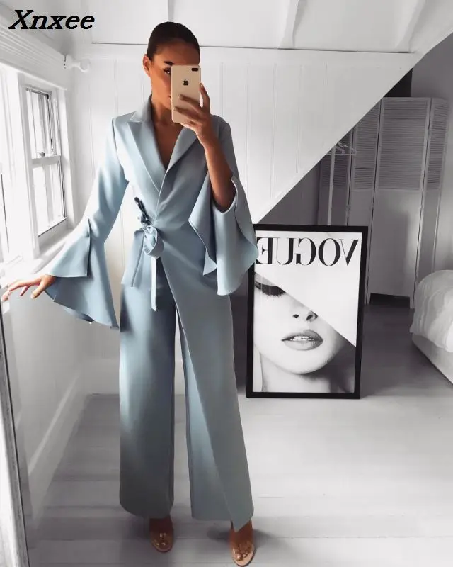 2018 Autumn Women Fashion Elegant Long Sleeve Workwear Formal Party Romper Irregular Flared Sleeve Knot Side Wide Leg Jumpsuit
2018 Autumn Women Fashion Elegant Long Sleeve Workwear Formal Party Romper Irregular Flared Sleeve Knot Side Wide Leg Jumpsuit