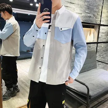 Spring New Dress Shirt Men's Fashion Contrast Color Stitching Business Casual Shirt Street Trend Wild Loose Long-sleeved Shirt
Spring New Dress Shirt Men's Fashion Contrast Color Stitching Business Casual Shirt Street Trend Wild Loose Long-sleeved Shirt