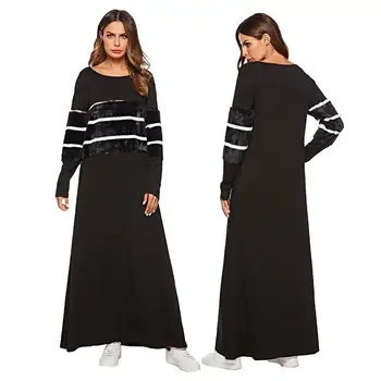 Women Velvet Dress Patchwork Stripe Muslim Shift Gown Long Sleeve Abaya Fashion Vintage Ladies Long Winter Dress Casual Elegant
Women Velvet Dress Patchwork Stripe Muslim Shift Gown Long Sleeve Abaya Fashion Vintage Ladies Long Winter Dress Casual Elegant