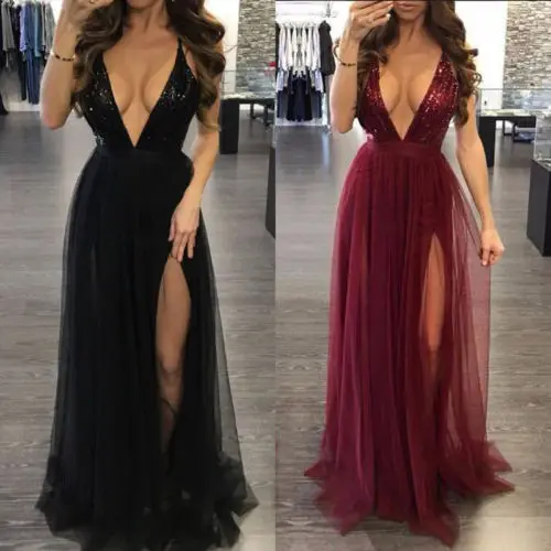 Women Summer Sexy Sequins Tulle Dress Sleeveless Backless Deep V-Neck Evening Party Dresses Sundress
Women Summer Sexy Sequins Tulle Dress Sleeveless Backless Deep V-Neck Evening Party Dresses Sundress