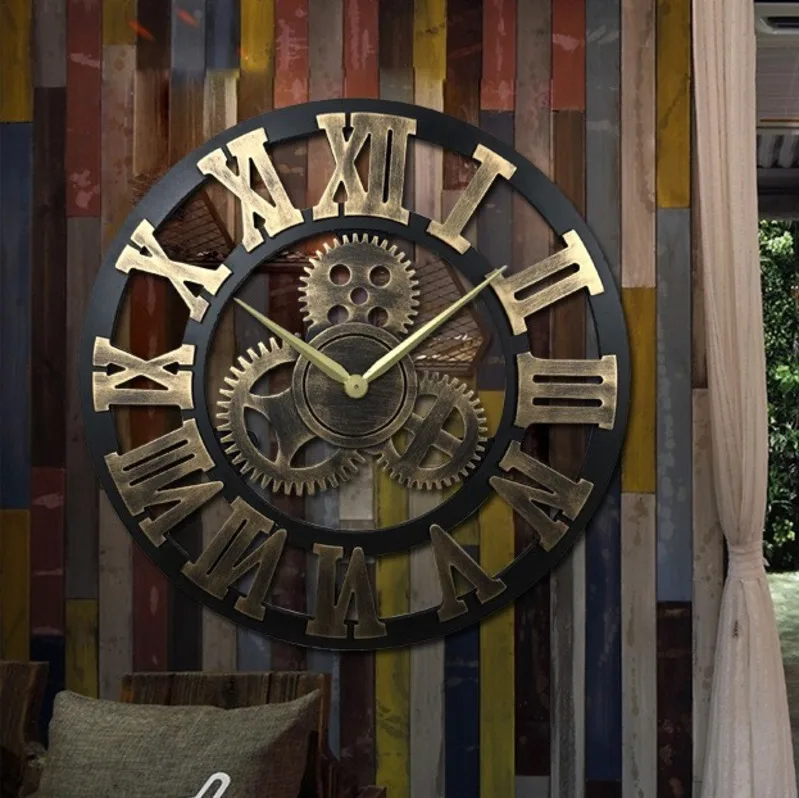 80CM Retro Vintage Wooden Large Wall Clock Luxury 3D Art Big Gear Clock Home Decoration Roman numerals Antique Clock CW224
80CM Retro Vintage Wooden Large Wall Clock Luxury 3D Art Big Gear Clock Home Decoration Roman numerals Antique Clock CW224