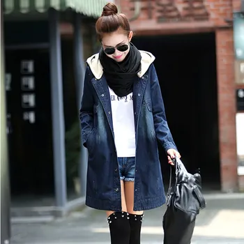Plus Size Women Long Hooded Trench Coat 2019 New Spring Long Sleeve Denim Coat Female Long Denim Overcoat
Plus Size Women Long Hooded Trench Coat 2019 New Spring Long Sleeve Denim Coat Female Long Denim Overcoat