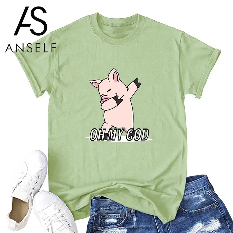 Anself Summer Women Casual Cotton T-Shirt Pig and Letter Print camisetas verano mujer 2019 O Neck Short Sleeve Cute Tee Top 2019
Anself Summer Women Casual Cotton T-Shirt Pig and Letter Print camisetas verano mujer 2019 O Neck Short Sleeve Cute Tee Top 2019