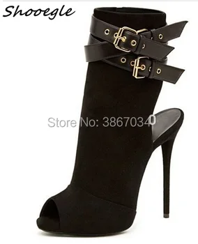 SHOOEGLE Fashion Women Motorcycle Boots Buckle Strap High Heels Peep Toe Short Booties Slingbacks Black Gray Wine Red Boots
SHOOEGLE Fashion Women Motorcycle Boots Buckle Strap High Heels Peep Toe Short Booties Slingbacks Black Gray Wine Red Boots