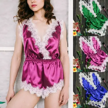 Lace Floral Sexy Women Sleepwear One Piece Romper Nightgown Ladies Satin Silk Babydoll Pajamas V Neck Hot Backless Romper
Lace Floral Sexy Women Sleepwear One Piece Romper Nightgown Ladies Satin Silk Babydoll Pajamas V Neck Hot Backless Romper