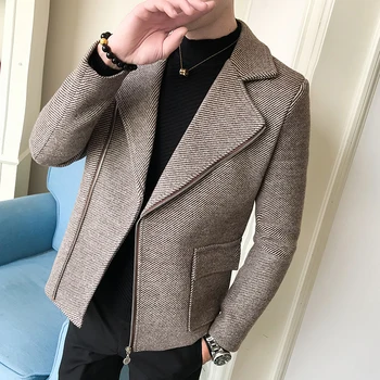 Winter thick windbreaker men's short diagonal zipper woolen coat Korean version of the self-cultivation woolen coat British tren
Winter thick windbreaker men's short diagonal zipper woolen coat Korean version of the self-cultivation woolen coat British tren