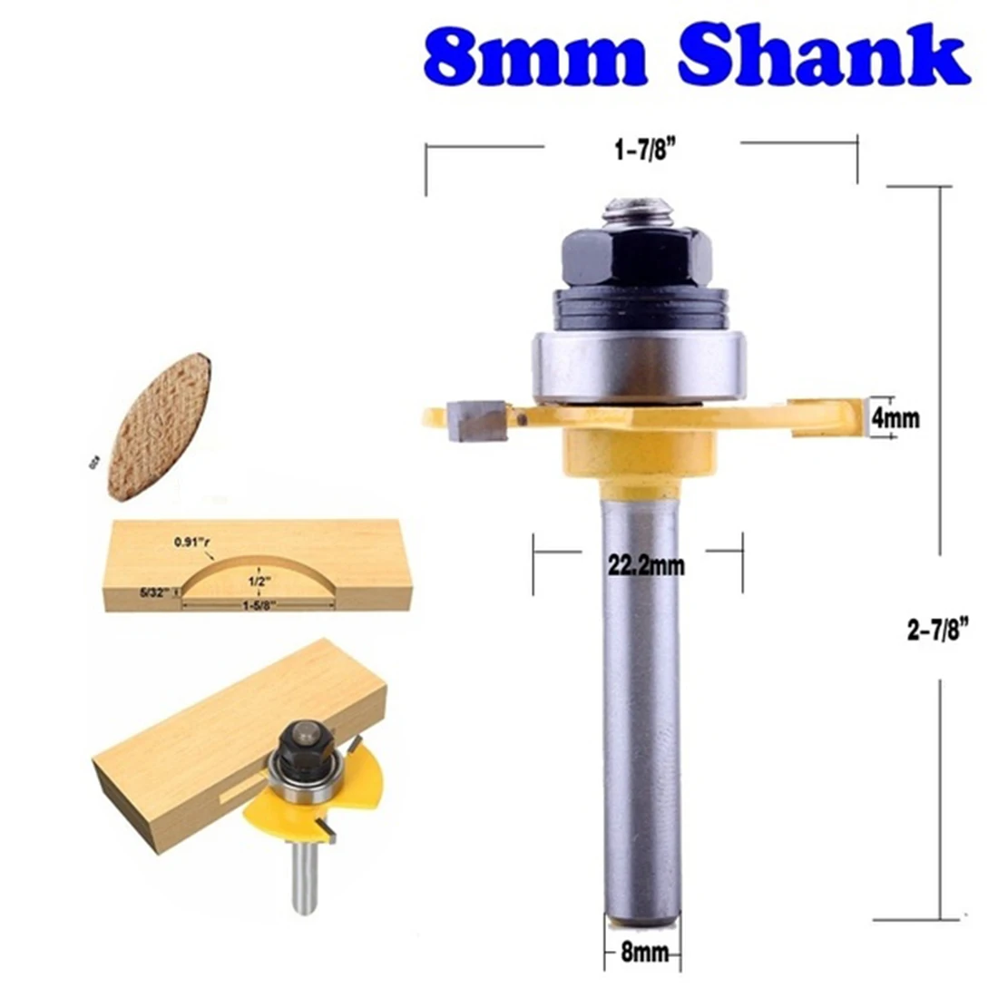 8mm Shank Carbide Biscuit Slotting 5/32 Inch x1/2 Inch Joint Assembly Router Bit Wood Cutter Woodworking Trimming Milling Cutter
8mm Shank Carbide Biscuit Slotting 5/32 Inch x1/2 Inch Joint Assembly Router Bit Wood Cutter Woodworking Trimming Milling Cutter