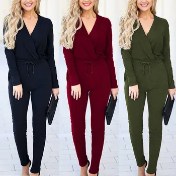 4 Colour Women Slim Jumpsuit Romper Belt V Neck Solid Color Playsuit 2019 Spring Sexy Jumpsuit Ladies Black Green Blue Red
4 Colour Women Slim Jumpsuit Romper Belt V Neck Solid Color Playsuit 2019 Spring Sexy Jumpsuit Ladies Black Green Blue Red