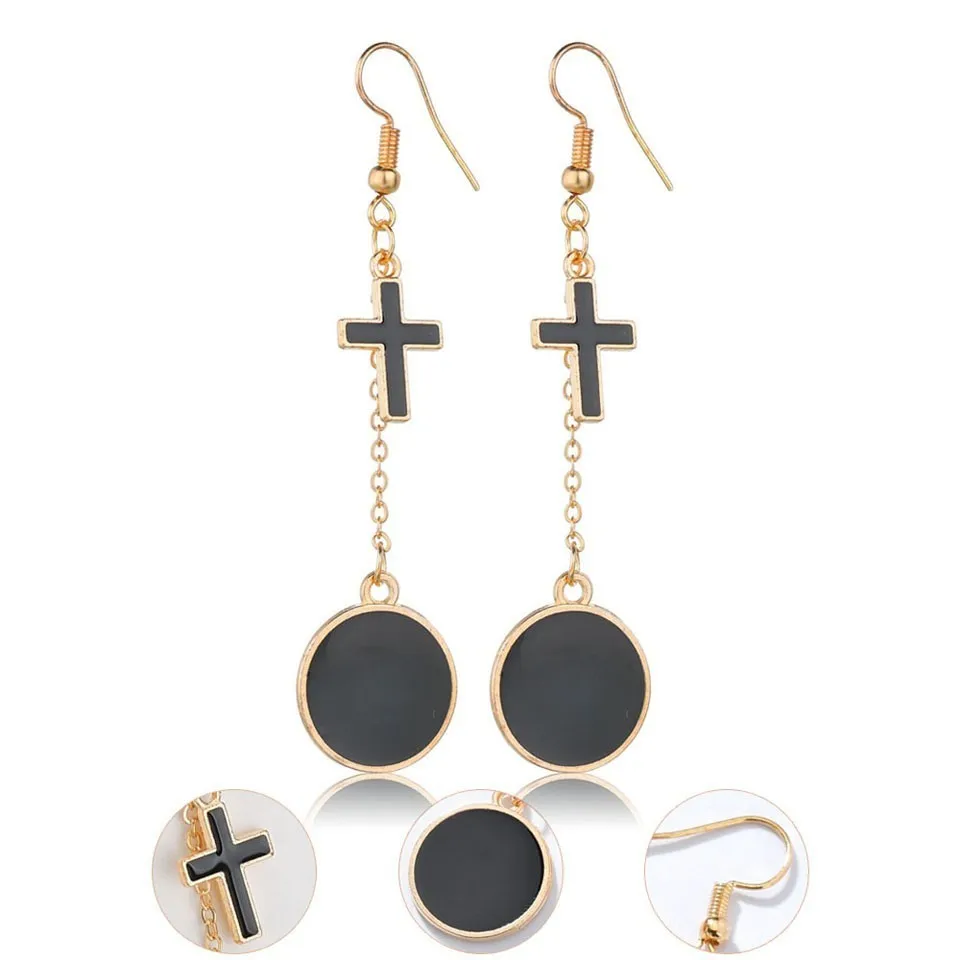 Fashion Drop Earrings For Women Black Cross With Round Earrings Cute Romantic Chain Earrings Handmade Earring Wedding Jewelry
Fashion Drop Earrings For Women Black Cross With Round Earrings Cute Romantic Chain Earrings Handmade Earring Wedding Jewelry