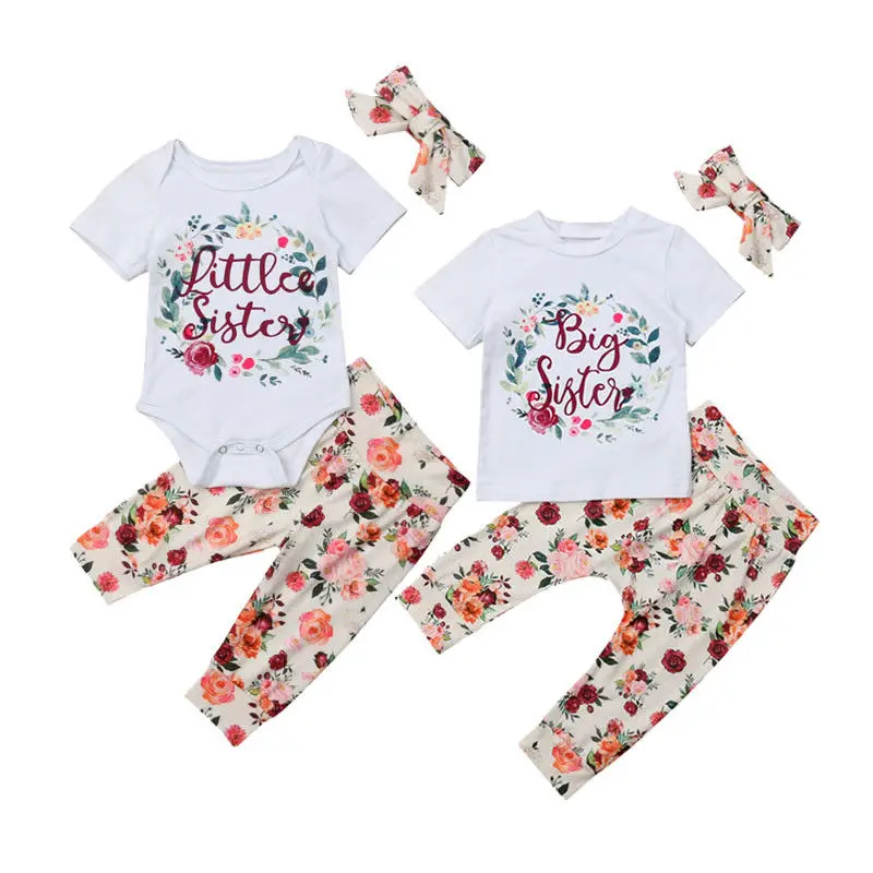 3PCS Set Sister Match Short Sleeve Cotton Bodysuit/T-shirt Tops Floral Long Pant Headband Outfits Princess Girls Clothes Set
3PCS Set Sister Match Short Sleeve Cotton Bodysuit/T-shirt Tops Floral Long Pant Headband Outfits Princess Girls Clothes Set