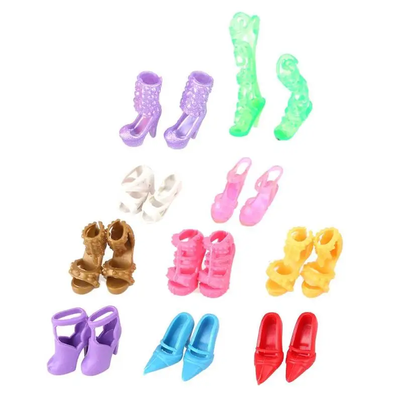 Разноцветные кукольные туфли разных стилей сандалии на каблуке для девочек
