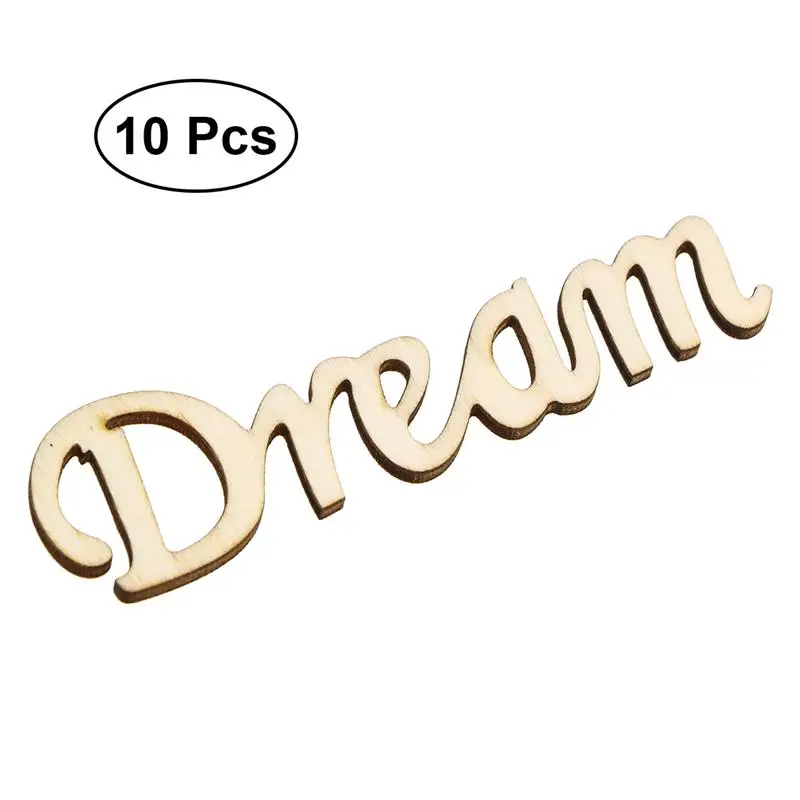 10 Pcs Dream Printed Words Wooden Home Decoration Tag Sign DIY Decorative Wood Chip-11x2.8x0.2cm
10 Pcs Dream Printed Words Wooden Home Decoration Tag Sign DIY Decorative Wood Chip-11x2.8x0.2cm