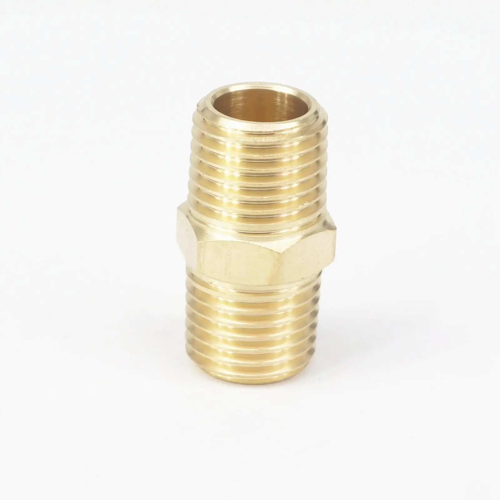Solid Brass Hex Adapter Fitting Reducer 1//8 Male 1//4 Male NPT Air Fuel Water
