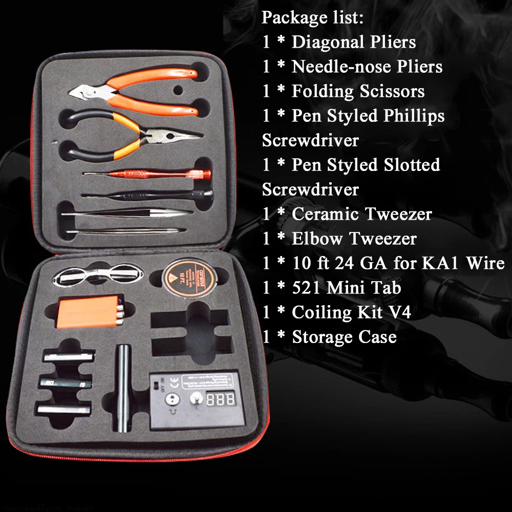 Multifunctional All-in-One Set of Tools Electronic Cigarette of Vape Ceramic Tweezers Heat Wire Pliers Tool Bag Kit DIY Set
Multifunctional All-in-One Set of Tools Electronic Cigarette of Vape Ceramic Tweezers Heat Wire Pliers Tool Bag Kit DIY Set