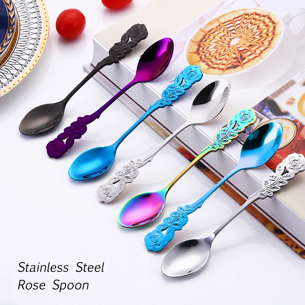 1pcs 304 Stainless Steel Rose Spoon Musical Coffee Ice Cream Teaspoon Metal Tableware Stirring Spoon Teaspoon accessories
1pcs 304 Stainless Steel Rose Spoon Musical Coffee Ice Cream Teaspoon Metal Tableware Stirring Spoon Teaspoon accessories