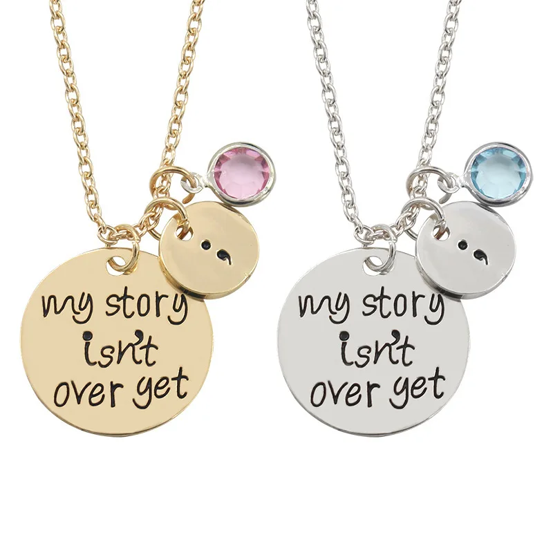 Fashion Letter My Story Isn't Over Yet Necklace Personality Student Blue Pink Crystal Inspirational Pendant Girl Gift Jewelry
Fashion Letter My Story Isn't Over Yet Necklace Personality Student Blue Pink Crystal Inspirational Pendant Girl Gift Jewelry