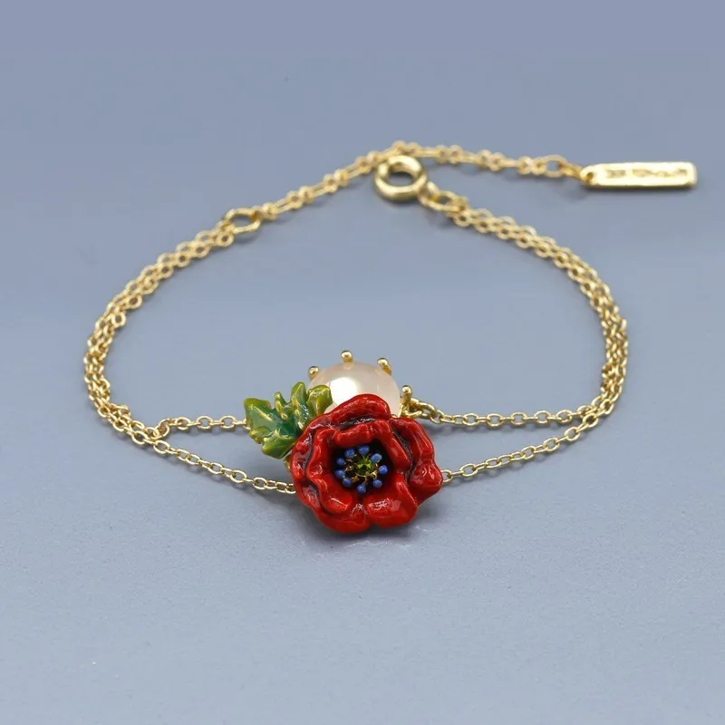 Corn Poppy Series Bracelet Enamel Glaze Poppy Zirconium Red Flower Bracelet Woman
Corn Poppy Series Bracelet Enamel Glaze Poppy Zirconium Red Flower Bracelet Woman