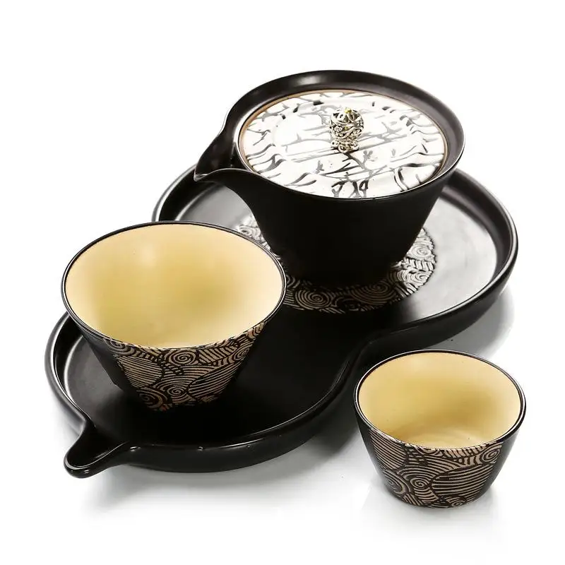 

Purple Sand Tea Set Ceramic Kung Fu Teapot Handmade Teapot Teacups Gaiwan Porcelain Teaware Set Tureen Tea Ceremony Teaware Sets