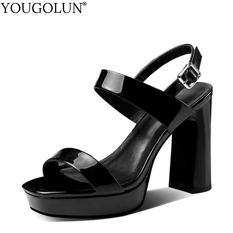 Patent Leather High Heel Sandals Women Summer T-Strap Ladies Hoof Heels Sandal A215 Woman Buckle Apricot Black Platform Shoes
Patent Leather High Heel Sandals Women Summer T-Strap Ladies Hoof Heels Sandal A215 Woman Buckle Apricot Black Platform Shoes