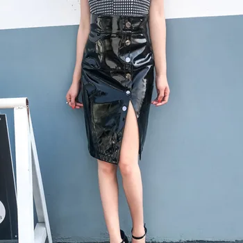 2018 New Spring Harajuku Clothes Pu Leather Skirt Female High Waist Front Button Bodycon Ruched Split Women Midi Skirt 
2018 New Spring Harajuku Clothes Pu Leather Skirt Female High Waist Front Button Bodycon Ruched Split Women Midi Skirt