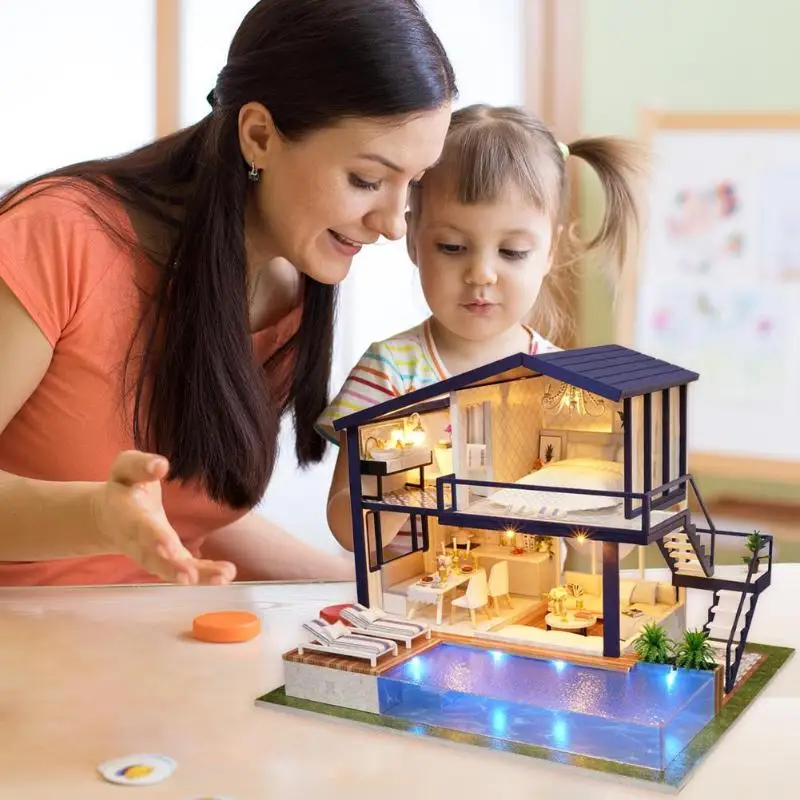 Doll House Furniture Kit DIY Mini Wooden Miniature DIY Dollhouse With Furnitures Wooden House Toy Apartment Dust Cover Music Box
Doll House Furniture Kit DIY Mini Wooden Miniature DIY Dollhouse With Furnitures Wooden House Toy Apartment Dust Cover Music Box