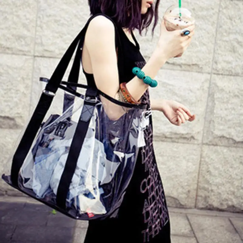 Women New Trend Tote Transparent PVC Handbag beach Shoulder bag Hot Sale Jelly Color Plastic Clear Bag Large cGift Shopping Bags
Women New Trend Tote Transparent PVC Handbag beach Shoulder bag Hot Sale Jelly Color Plastic Clear Bag Large cGift Shopping Bags
