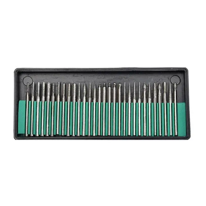 30pcs Milling Cutter Electroplated Diamond Burr Engraving Cutter Grinding Heads Bit Set Mini End Mill Engraving Dropshipping
30pcs Milling Cutter Electroplated Diamond Burr Engraving Cutter Grinding Heads Bit Set Mini End Mill Engraving Dropshipping