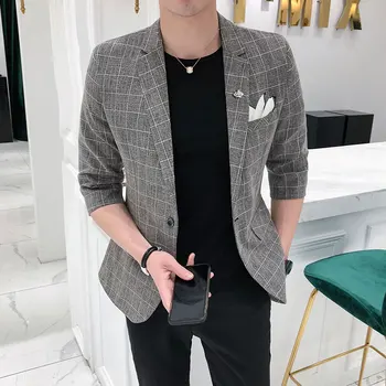 2018 new Korean British men's seven-point sleeves suits young youth Slim business casual Plaid suit jacket
2018 new Korean British men's seven-point sleeves suits young youth Slim business casual Plaid suit jacket