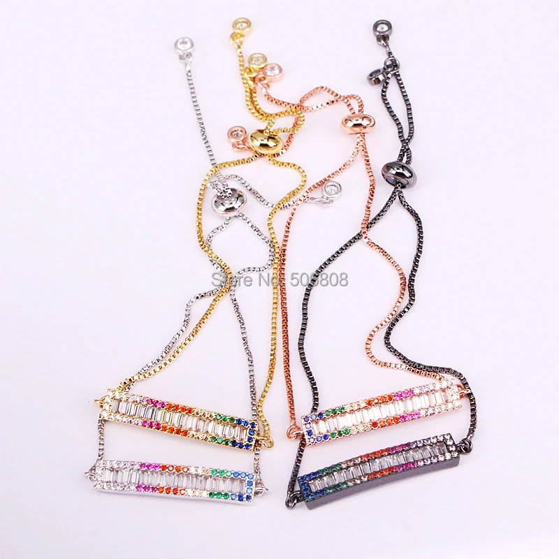 6PCS ZYZ-B6967 Micro Paved Rainbow CZ Crystal Bar Slider Adjustable Chain Bracelet Mix Color Charm Bracelets for Women
6PCS ZYZ-B6967 Micro Paved Rainbow CZ Crystal Bar Slider Adjustable Chain Bracelet Mix Color Charm Bracelets for Women