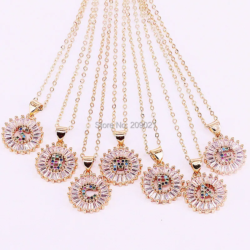 10Pcs New Trendy Rainbow Cubic Zirconia A-Z 26 Alphabet Letters Pendant Necklaces Women's Fashion Jewelry
10Pcs New Trendy Rainbow Cubic Zirconia A-Z 26 Alphabet Letters Pendant Necklaces Women's Fashion Jewelry