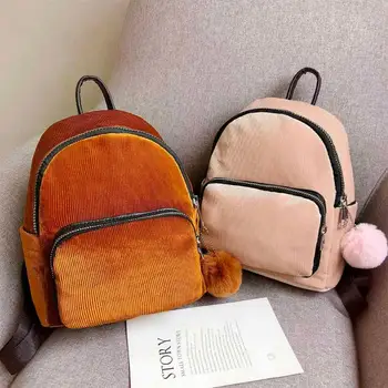 Casual Women Female Corduroy Hair Ball Backpack Ladies Preppy Style Small Mini Backpack Student Girls Bookbag Travel Schoolbags
Casual Women Female Corduroy Hair Ball Backpack Ladies Preppy Style Small Mini Backpack Student Girls Bookbag Travel Schoolbags