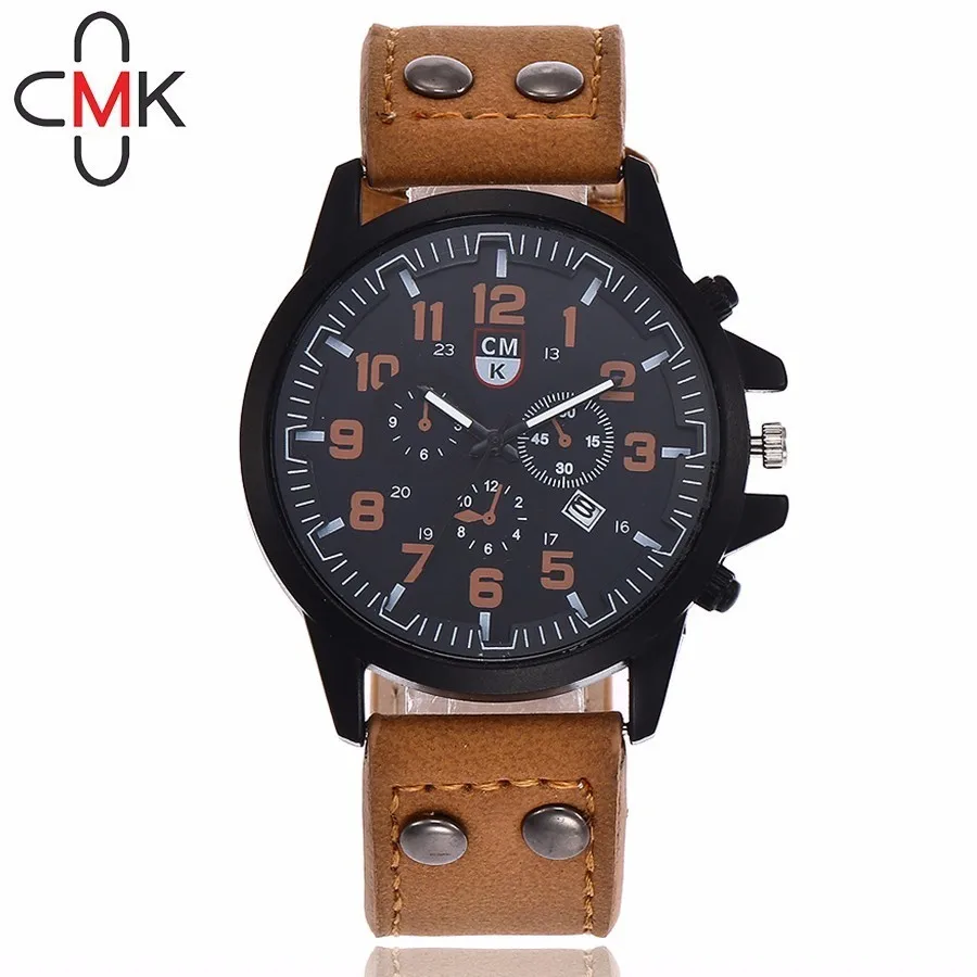 Fashion Men Leather Strap Military Wristwatch Casual Male Calendar Quartz Watches CMK Brand Relogio Masculino
Fashion Men Leather Strap Military Wristwatch Casual Male Calendar Quartz Watches CMK Brand Relogio Masculino