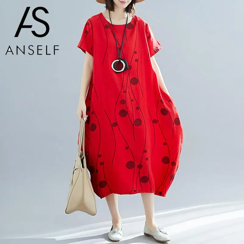 Women Cotton Linen Dress Vintage Robe Loose Short Sleeves Dot Print Baggy Dress Plus Size Midi Dress female Summer Dress 2019
Women Cotton Linen Dress Vintage Robe Loose Short Sleeves Dot Print Baggy Dress Plus Size Midi Dress female Summer Dress 2019