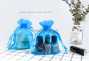

Blue mesh bundle pocket cosmetics sample dustproof storage drawstring bag environmental protection transparent gift jewelry bag