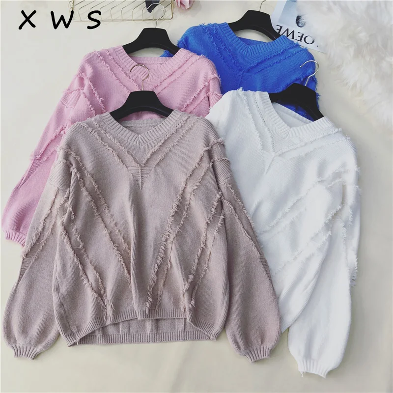 2018 Winter New Sweater and Pullovers V neck Loose Casual Jumpers Twisted Tops Female Warm Oversize Sweater for Women
2018 Winter New Sweater and Pullovers V neck Loose Casual Jumpers Twisted Tops Female Warm Oversize Sweater for Women
