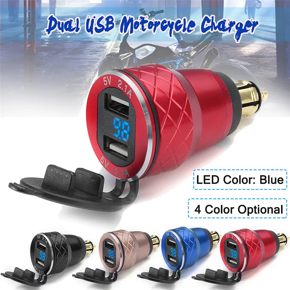 4.2A 12-24V Blue Digital Display LED Motorcycle Dual USB Charger Socket Voltmeter For BMW 5V 4 Color Blue Black Red Gold
4.2A 12-24V Blue Digital Display LED Motorcycle Dual USB Charger Socket Voltmeter For BMW 5V 4 Color Blue Black Red Gold