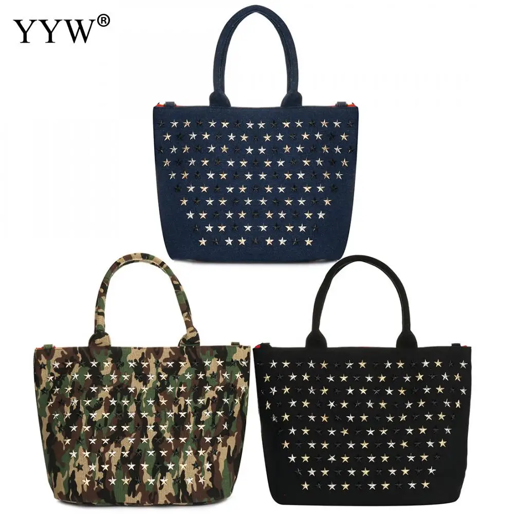 Punk Rivet Canvas Bag Fashion Camouflage Ladies Big Large Capacity Handbags Totes Black Silver Studded Women Crossbody Bags
Punk Rivet Canvas Bag Fashion Camouflage Ladies Big Large Capacity Handbags Totes Black Silver Studded Women Crossbody Bags