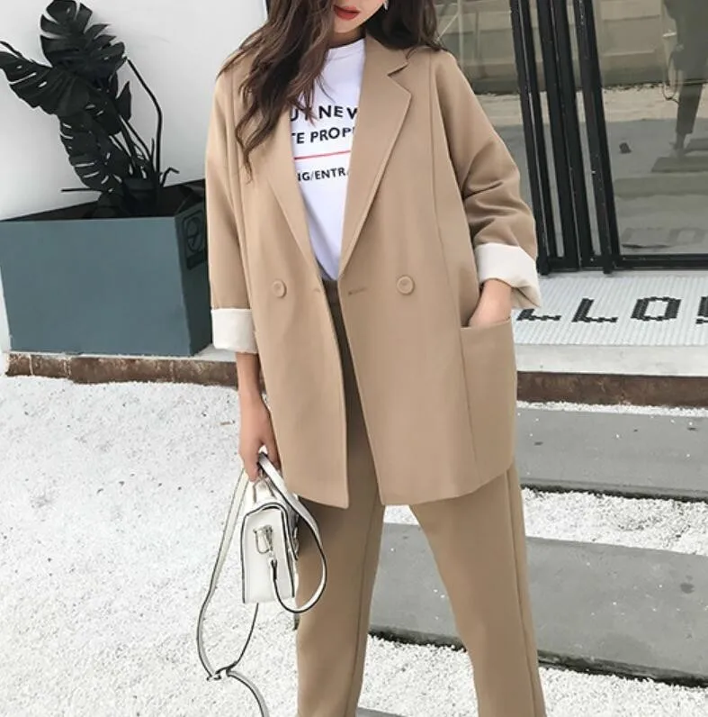 2019 New Spring Suit For Women Khaki Blazer Long Pant Two Pieces Sets Women Elegant Working Sets Female Korean Sets
2019 New Spring Suit For Women Khaki Blazer Long Pant Two Pieces Sets Women Elegant Working Sets Female Korean Sets