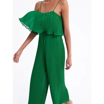 Women High Street Ruffles Pleated Sling Jumpsuits Beach Wide Leg Pants Casual Jumpsuits Slim Chiffon Rompers
Women High Street Ruffles Pleated Sling Jumpsuits Beach Wide Leg Pants Casual Jumpsuits Slim Chiffon Rompers