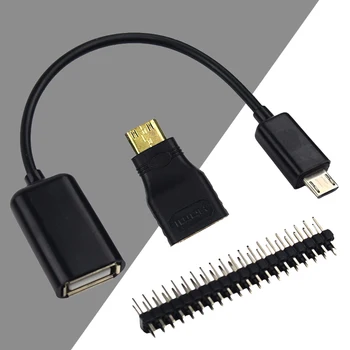 Mini-HDMI Male to HDMI Adapter Female Micro USB to USB Cable Wire Male GPIO Header Pins for Raspberry Pi Zero Kit
Mini-HDMI Male to HDMI Adapter Female Micro USB to USB Cable Wire Male GPIO Header Pins for Raspberry Pi Zero Kit