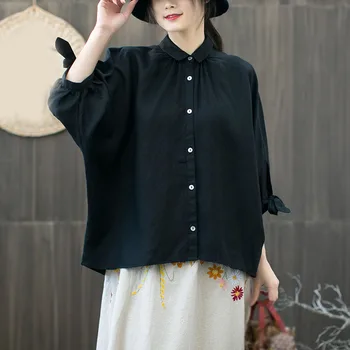 2019 New Spring Women Bat Sleeve Shirts Vintage Chinese Style Tops Linen Blouses Casual Solid Color Button Shirt
2019 New Spring Women Bat Sleeve Shirts Vintage Chinese Style Tops Linen Blouses Casual Solid Color Button Shirt