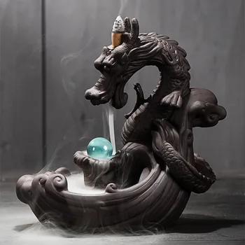 Ceramic Backflow Incense Burner Creative Home Decor Dragon Incense Holder Censer With Crystal Ball
Ceramic Backflow Incense Burner Creative Home Decor Dragon Incense Holder Censer With Crystal Ball