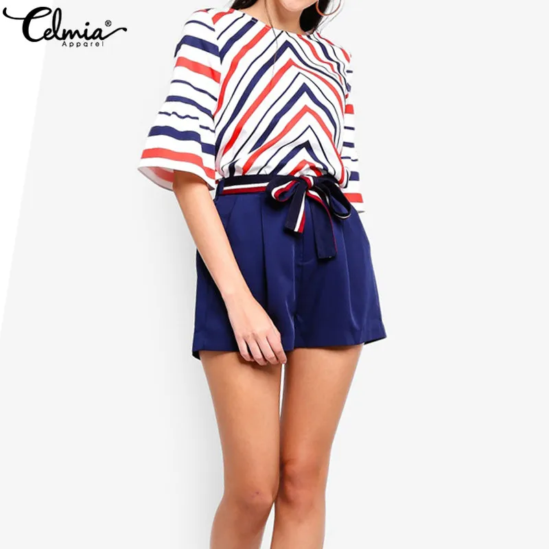 Celmia Fashion Multicolor Women Blouses 2019 Summer Ruffle Sleeve Office Ladies Striped Shirts Casual Loose Blusas Femme S-5XL
Celmia Fashion Multicolor Women Blouses 2019 Summer Ruffle Sleeve Office Ladies Striped Shirts Casual Loose Blusas Femme S-5XL