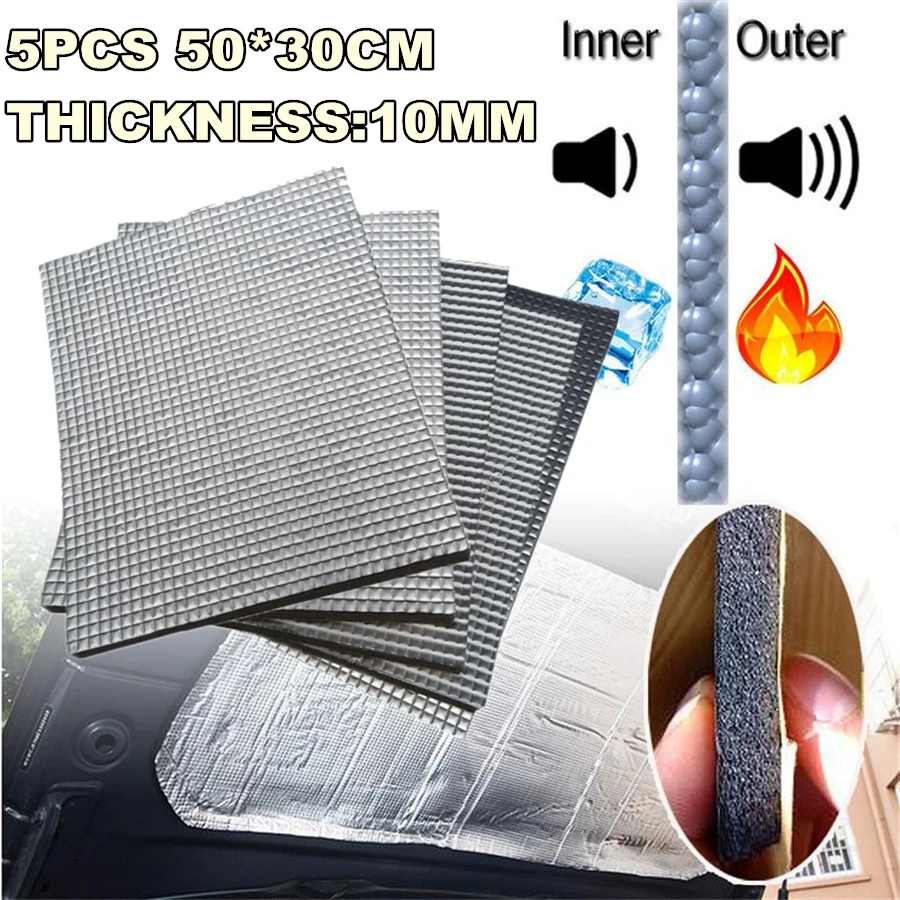 5Pcs 10mm 30*50cm Car Trunk Sound Deadener Road Noise Dampener Sound Deadener & Heat Barrier Mat
5Pcs 10mm 30*50cm Car Trunk Sound Deadener Road Noise Dampener Sound Deadener & Heat Barrier Mat
