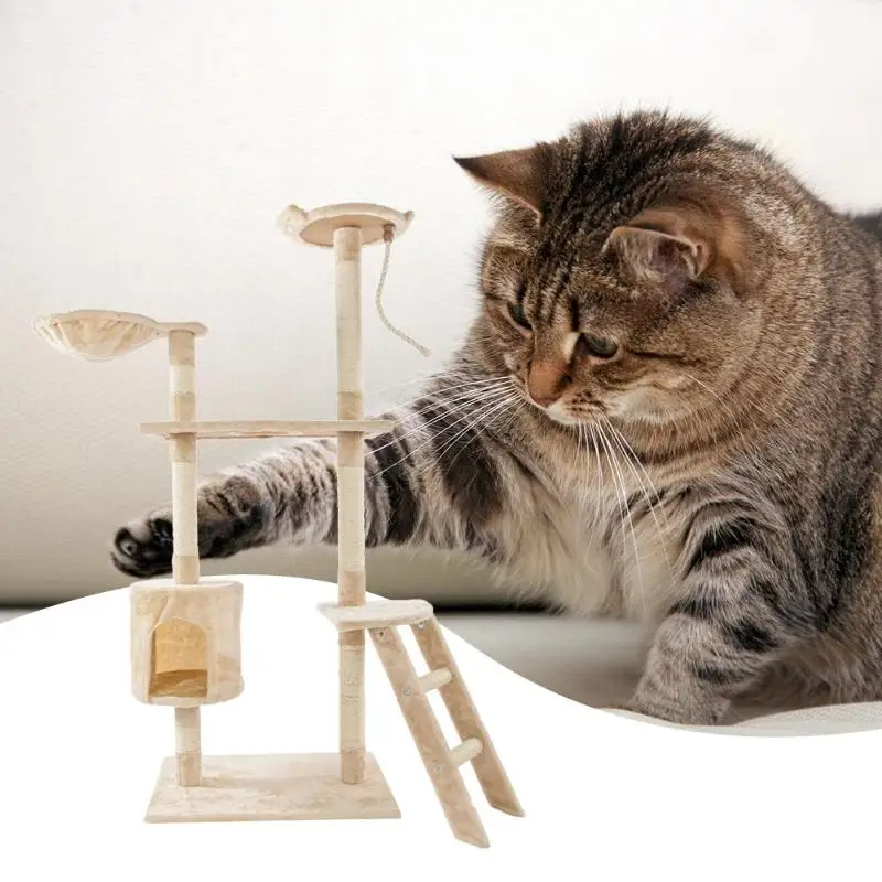 60 inch Cat Climb Tree Toy Solid Cute Sisal Rope Plush Cat Climbing Tree Cat Tower Cats Furniture Beige
60 inch Cat Climb Tree Toy Solid Cute Sisal Rope Plush Cat Climbing Tree Cat Tower Cats Furniture Beige