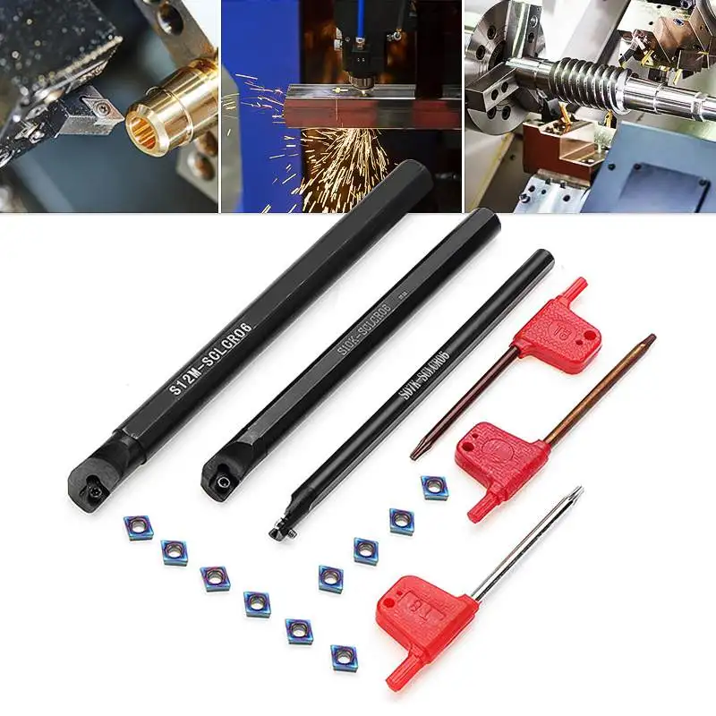 New 3pcs SCLCR Lathe Boring Bar Turning Tool Holder Set with 10pcs Blue-nano CCMT0602 Inserts 7x125mm 10x125mm 12x150mm
New 3pcs SCLCR Lathe Boring Bar Turning Tool Holder Set with 10pcs Blue-nano CCMT0602 Inserts 7x125mm 10x125mm 12x150mm