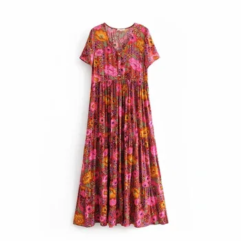 Gypsy Daisy Floral Print Dress V-Neck Button Short Sleeve Summer Dresses Loose Casual Women Dress Boho Chic Beach Dresses
Gypsy Daisy Floral Print Dress V-Neck Button Short Sleeve Summer Dresses Loose Casual Women Dress Boho Chic Beach Dresses